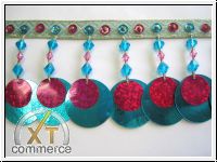 Perlen-Paillettenfransen T�rkis Pink