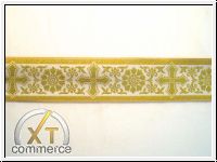 Liturgische Borte Kreuze Weiss Gold