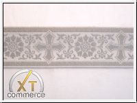 Liturgische Borte Kreuze Weiss Silber