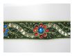 Handbestickte Borte Ranken und Bl�ten Gr�n