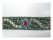 Handbestickte Borte Ranken Bl�ten Taubenblau