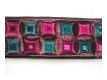 Borte Gestickt Pink- Rose- Gr�nt�ne