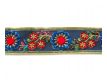 Handbestickte Borte Blumenranken Blau