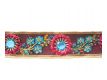 Handbestickte Borte Blumenranken Aubergine