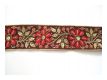 Handbestickte Borte Bl�ten Gold Bordeaux Rot