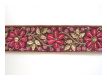 Handbestickte Borte Bl�ten Gold Fuchsia
