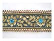 Handbestickte Borte Blumen T�rkis Gold