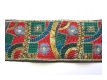 Borte Gestickt Rot Gr�n Taubenblau