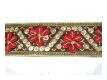 Handbestickte Borte Bordeaux Gold Rot